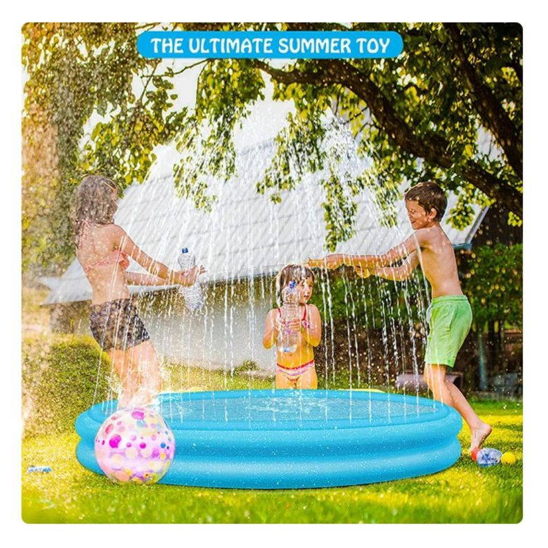 Piscina Inflable Lanza Agua Redonda 120x30cm Azul Infantil-4