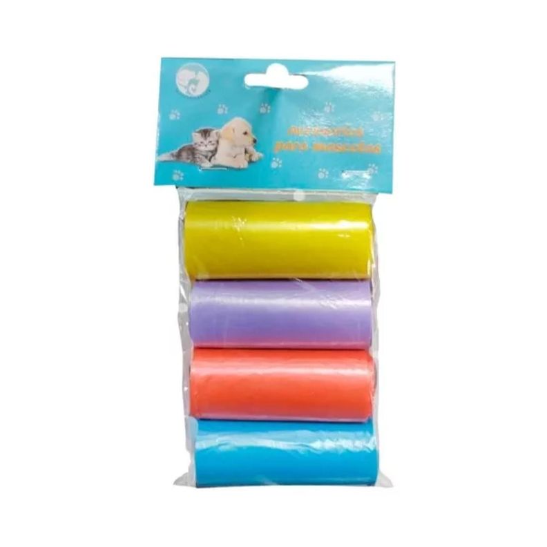 Pack 4 Bolsas Para Desechos Fecas Perros Mascotas colores-0