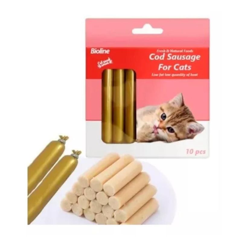Pack 10 Snack Postre Premio De Bacalao Para Gatos Mascotas-2