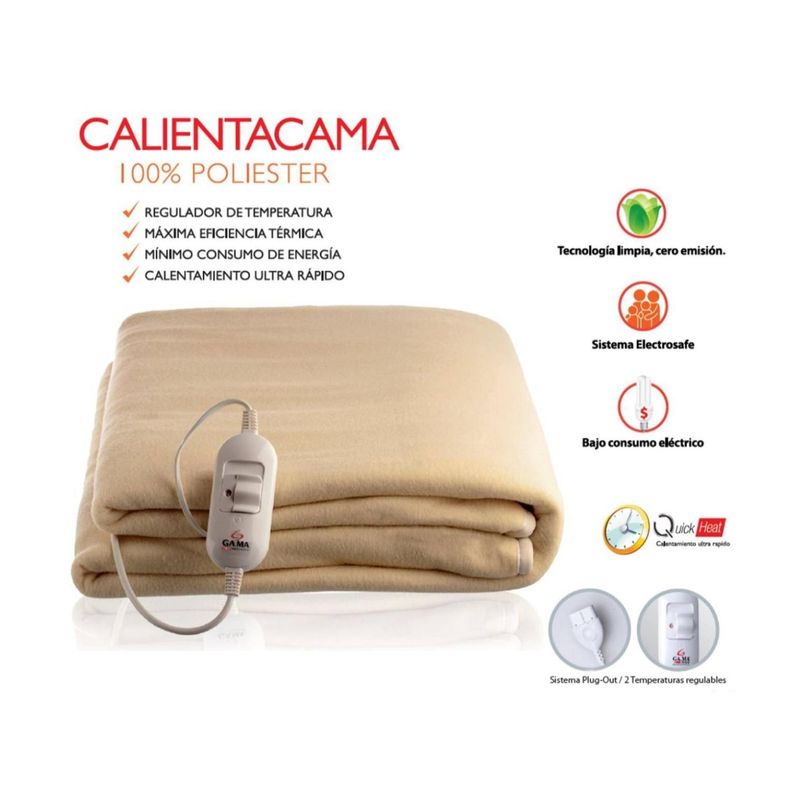 Calientacama 1 Plaza 150x80cm Poliester Beige Gama-1