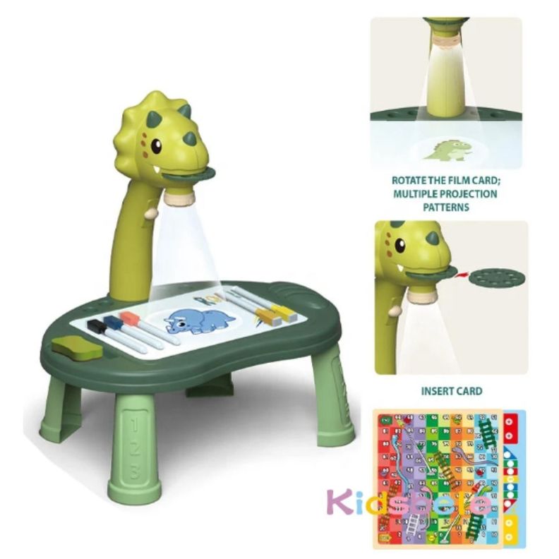 Juguete Mesa De Dibujo Proyector LED Infantil Verde-2