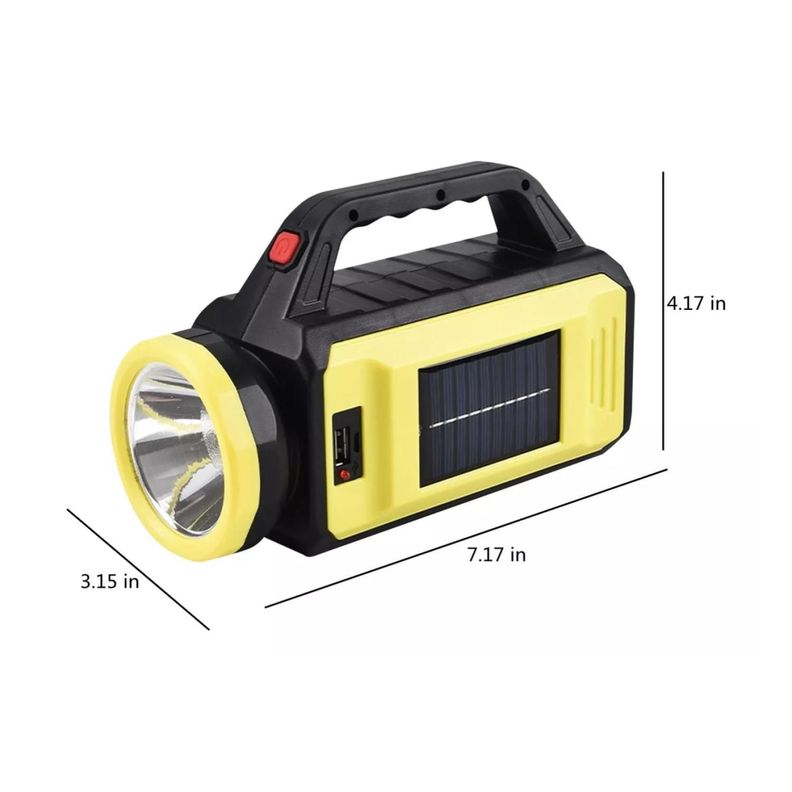 Linterna LED Recargable USB Solar 3 Modos De Luz-5