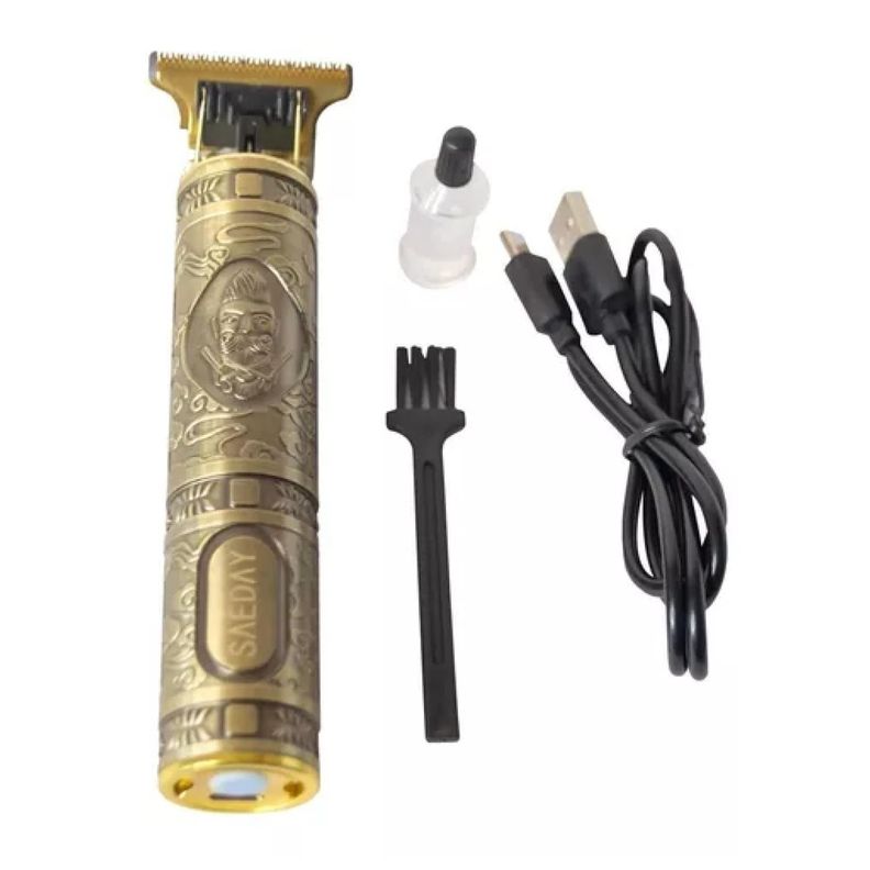 Maquina Perfiladora De Barba Y Cabello Recargable USB Dorada-3