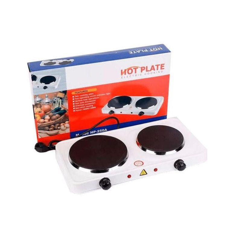 Cocina Cocinilla Electrica Encimera 2 Platos 2000W Blanco-1