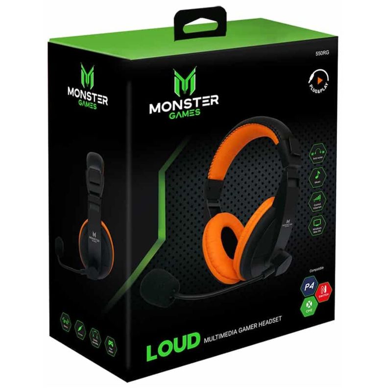 Audifono Gamer Jack 3.5 Negro Najaranja Loud Monster Games-2
