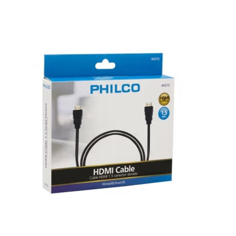 Cable HDMI 1.5M Tv Pc Consolas Puntas Doradas Philco-1