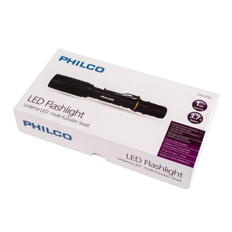 Linterna Swat Recargable 5 Modos De Iluminacion SW-930 Philco-1