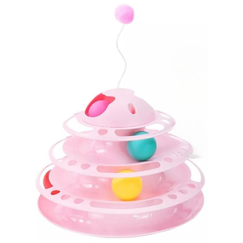 Juguete Interactivo Torre Con Pelotas Para Gatos Mascotas-0