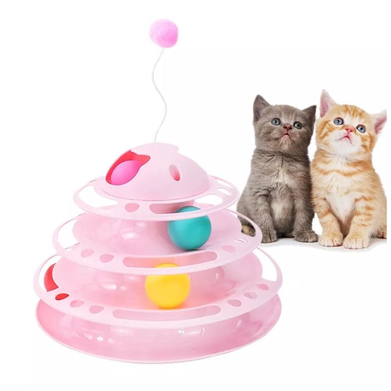 Juguete Interactivo Torre Con Pelotas Para Gatos Mascotas-1