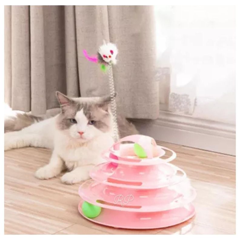 Juguete Interactivo Torre Con Pelotas Para Gatos Mascotas-2