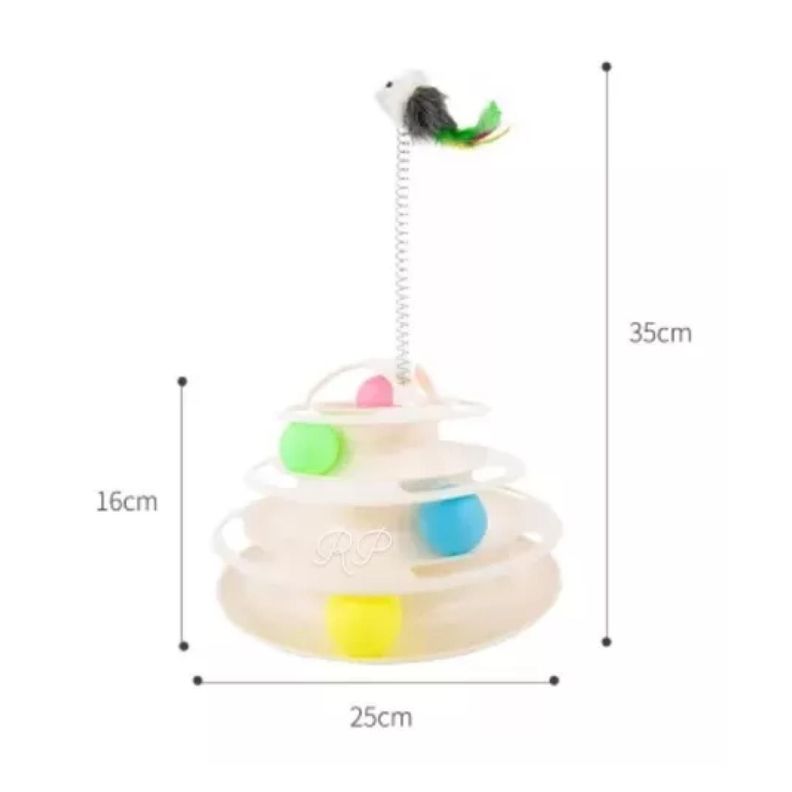 Juguete Interactivo Torre Con Pelotas Para Gatos Mascotas-3