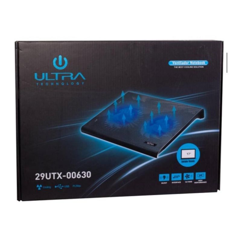 Ventilador Base Para Notebook 17" 2 Ventiladores Cooler Iluminado USB Ultra-1