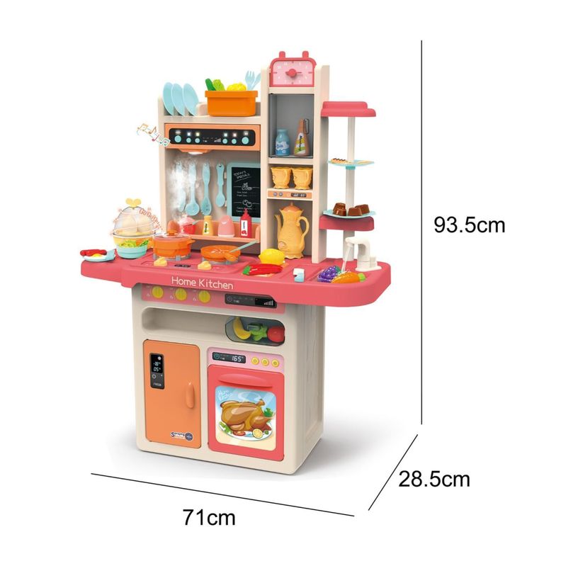 Juguete Set Cocina 65 Piezas Luz Sonido Rosado Infantil 93Cm-1