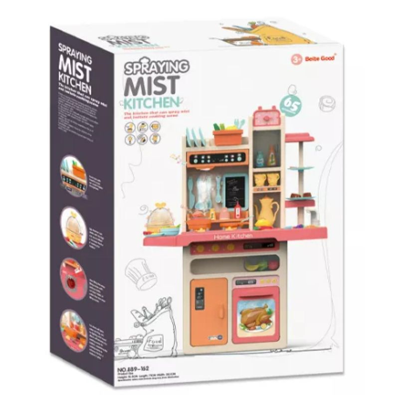 Juguete Set Cocina 65 Piezas Luz Sonido Rosado Infantil 93Cm-3