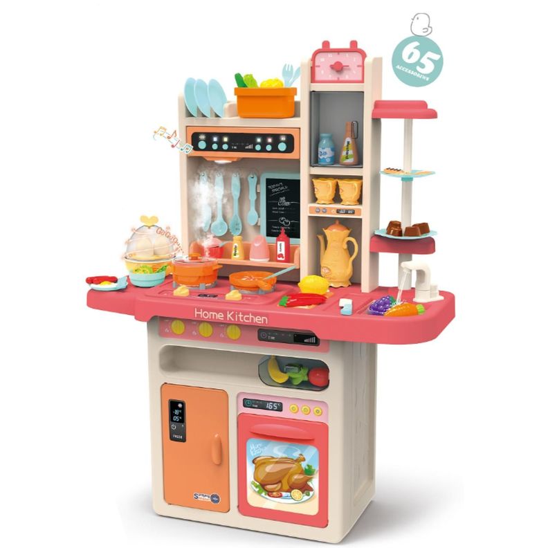 Juguete Set Cocina 65 Piezas Luz Sonido Rosado Infantil 93Cm-0