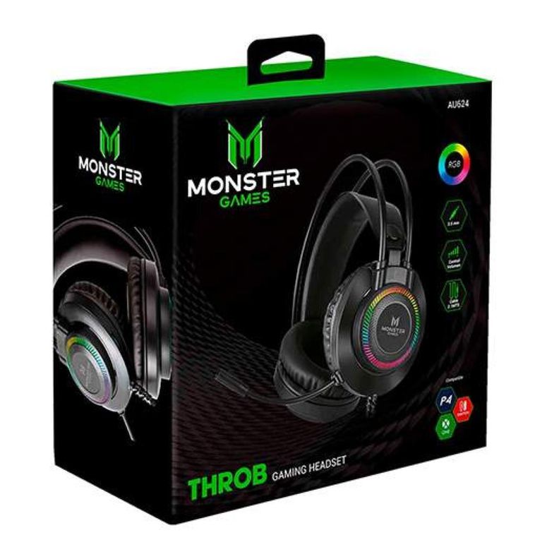 Audifonos Gamer Jack 3.5 USB RGB PS4 PC Throb Monster Games-3