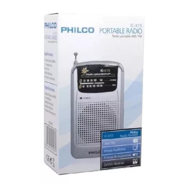Radio De Bolsillo Retro AM FM Gris IC-X15-3