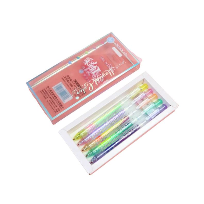 Set 5 Lapices Boligrafos De Gel Arcoiris Fantasia