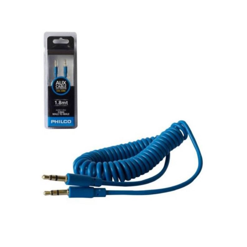 Cable Auxiliar Audio Jack 3.5 Trenzado 1.8Mts Azul Philco-0