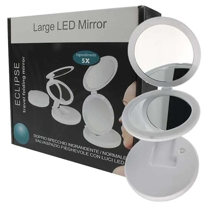 Espejo De Maquillaje Plegable LED USB Con Aumento 35x17x16cm-3