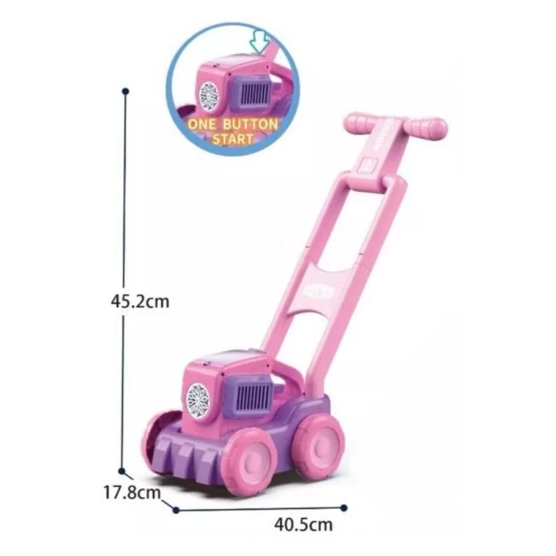 Juguete Carro Corta Cesped Lanza Burbujas Rosado Infantil-1