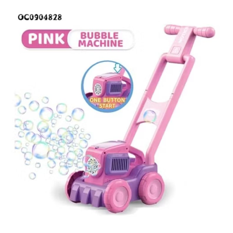 Juguete Carro Corta Cesped Lanza Burbujas Rosado Infantil-2