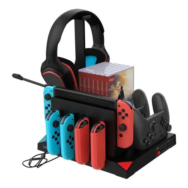 Base Cargador Soporte Vertical Para Nintendo Switch 9 En 1-0