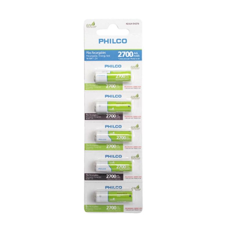 Tira 5 Pilas Recargables AA 2700mAh Philco-0