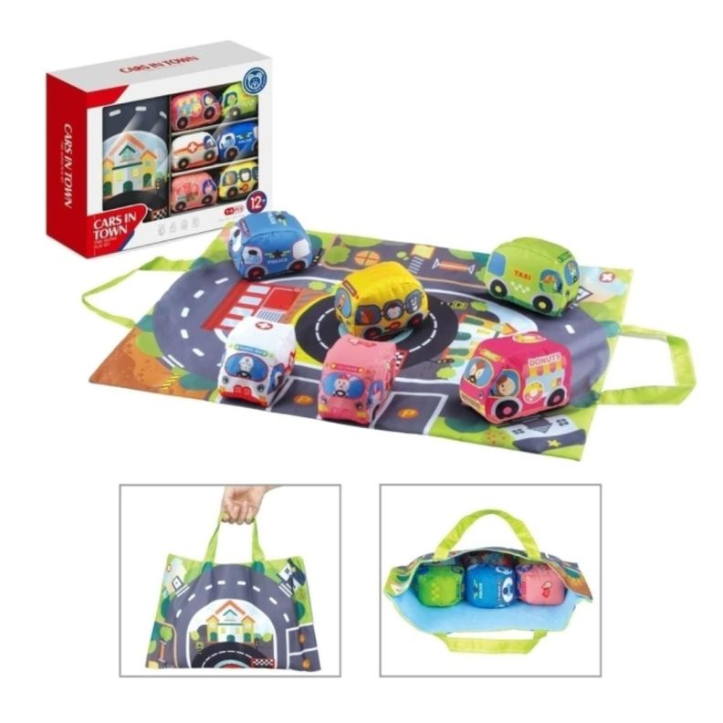 Juguete Set De Autos Con Pista Alfombra 7 Piezas Infantil-1