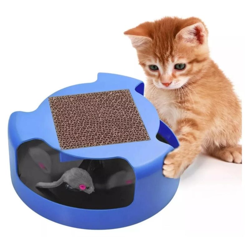 Juguete Interactivo Con Rascador Y Raton Para Gatos Mascota-1