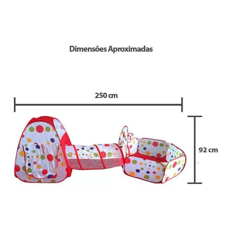 Juguete Carpa 3 En 1 Tunel Piscina De Pelotas Infantil Rojo-1