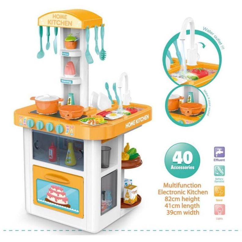 Juguete Set Cocina 40 Piezas Luz Sonido Amarillo Infantil 82Cm-2