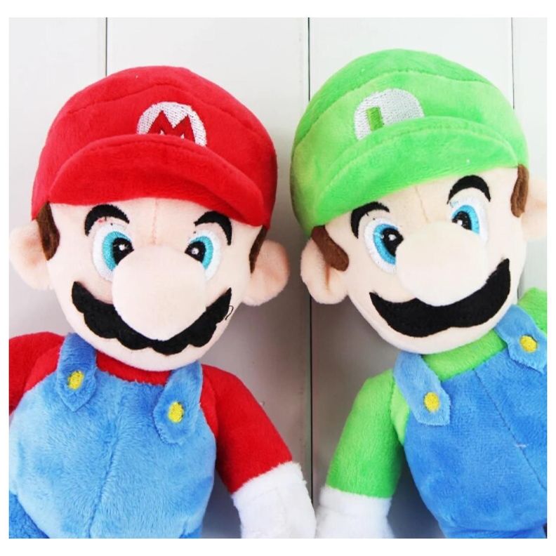 Juguete Pack 2 Peluches Mario Y Luiggi 28cm Infantil-2