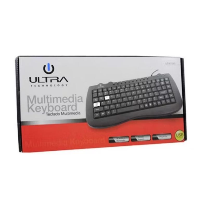 Mini Teclado Alambrico USB Slim Teclas Silenciosas Negro Ultra-1