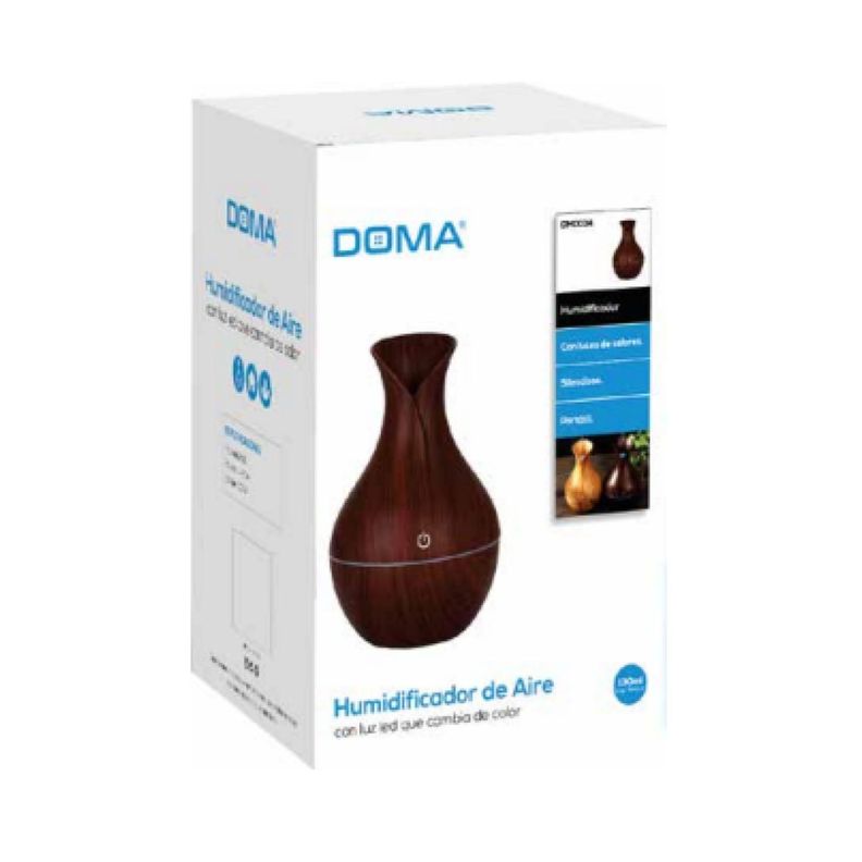 Humidificador Aire Luz LED 130ml Silencioso Cafe Oscuro Doma-1