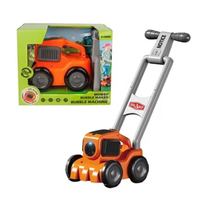 Juguete Carro Corta Cesped Lanza Burbujas Naranja Infantil-1