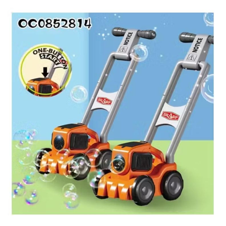 Juguete Carro Corta Cesped Lanza Burbujas Naranja Infantil-3