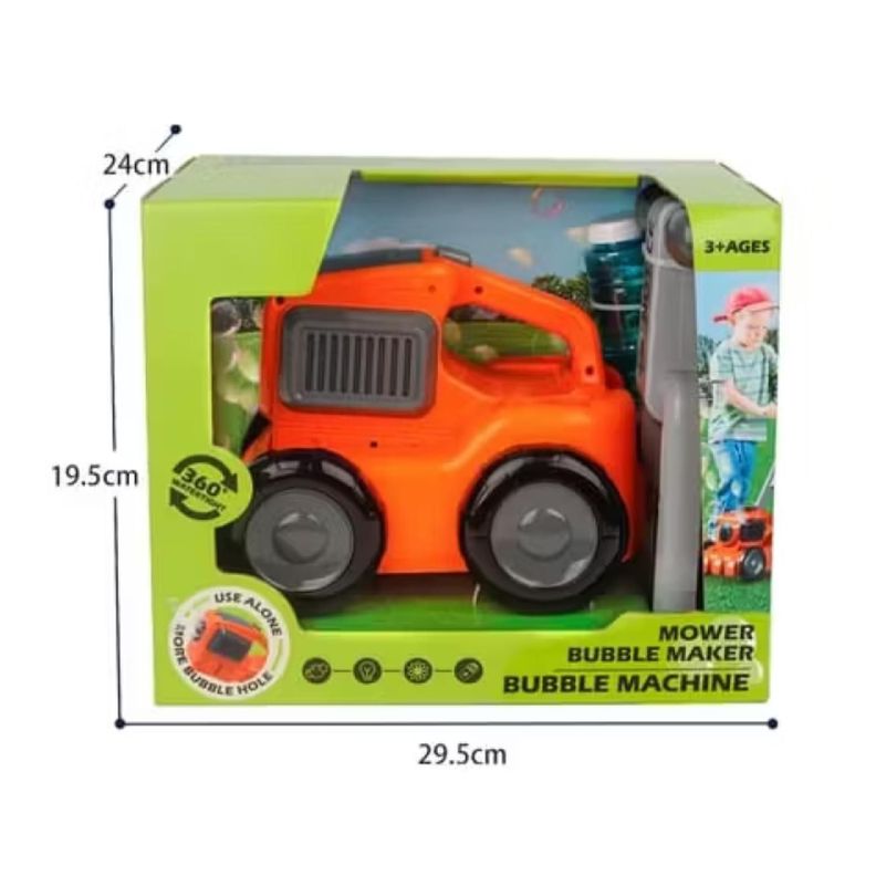 Juguete Carro Corta Cesped Lanza Burbujas Naranja Infantil-4