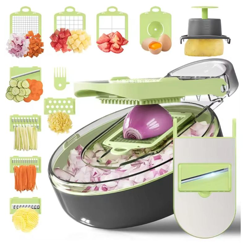 Cortador Picador De Verduras 13 En 1 Con Accesorios Redondo-5