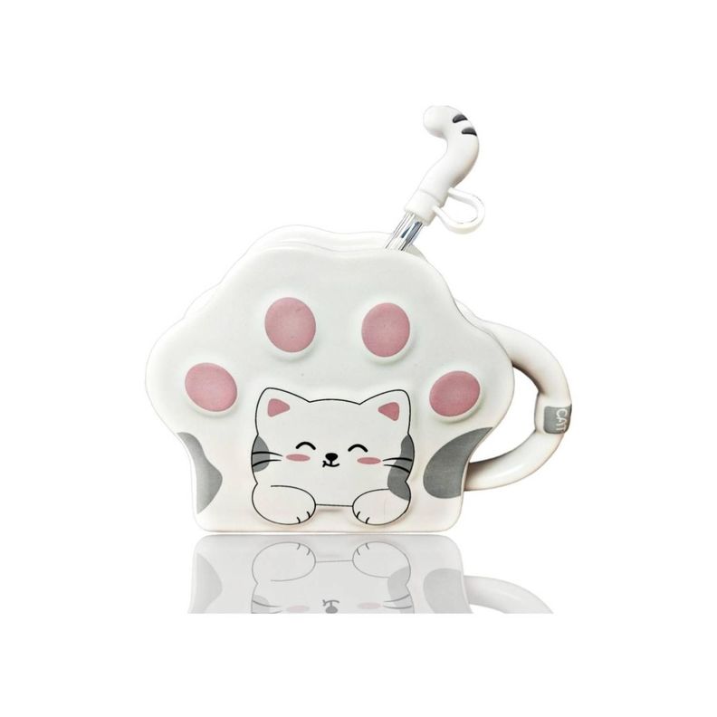 Tazon Taza De Ceramica Con Bombilla Huella Gatito -0
