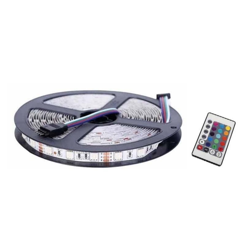 Tira De Luces LED RGB 5Mts Impermeable Adhesivo Control Remoto Tecnolab-0