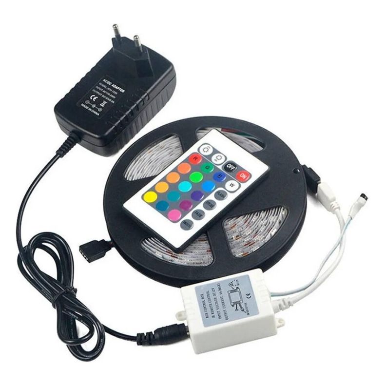 Tira De Luces LED RGB 5Mts Impermeable Adhesivo Control Remoto Tecnolab-1