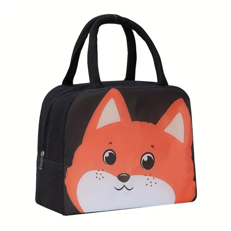Lonchera Bolsa Termica 23x10x29cm Zorro Negro Kawaii-0