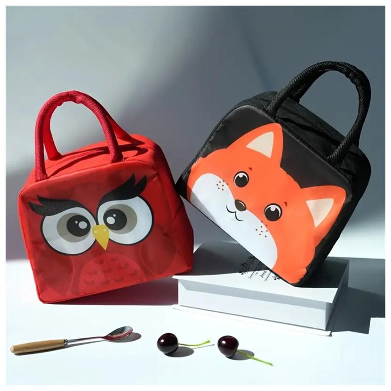 Lonchera Bolsa Termica 23x10x29cm Zorro Negro Kawaii-2