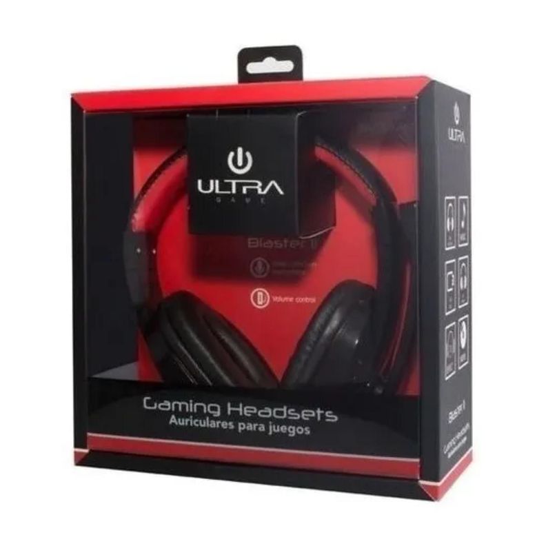 Audifono Gamer Jack 3.5 Ps4 Xbox PC 2Mts Negro Rojo Ultra-1