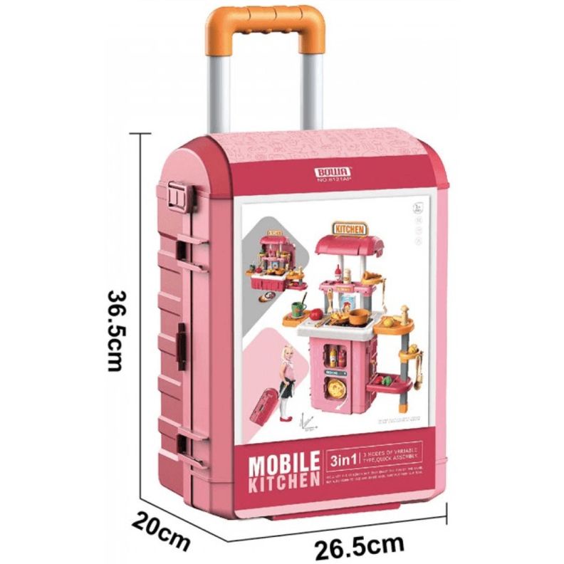 Juguete Set Maleta Cocina 49 Piezas 3 En 1 Rosado Infantil-3
