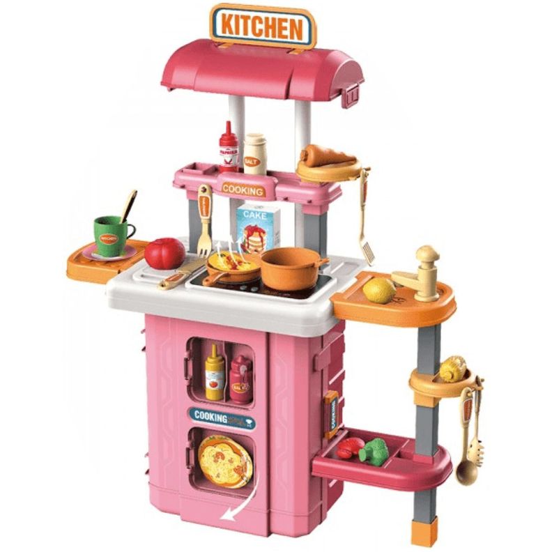 Juguete Set Maleta Cocina 49 Piezas 3 En 1 Rosado Infantil-0