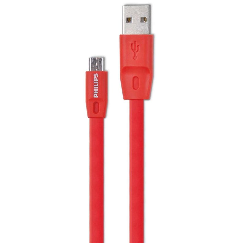Cable USB A Micro USB 1.2Mts Flat Rojo 2518R Philips-1