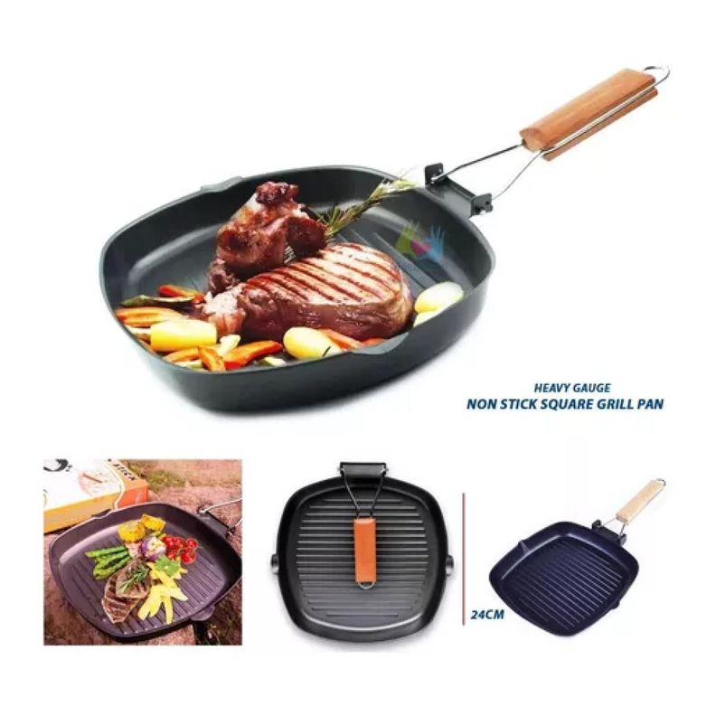 Sarten Plancha Grill Antiadherente Cuadrado 24cm Con Mango-1