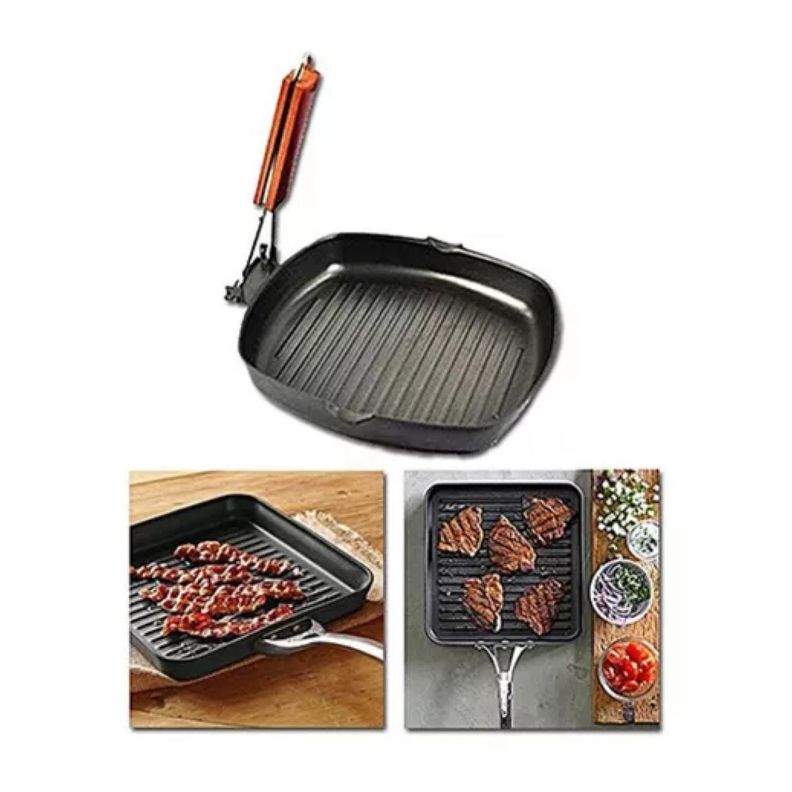 Sarten Plancha Grill Antiadherente Cuadrado 24cm Con Mango-2